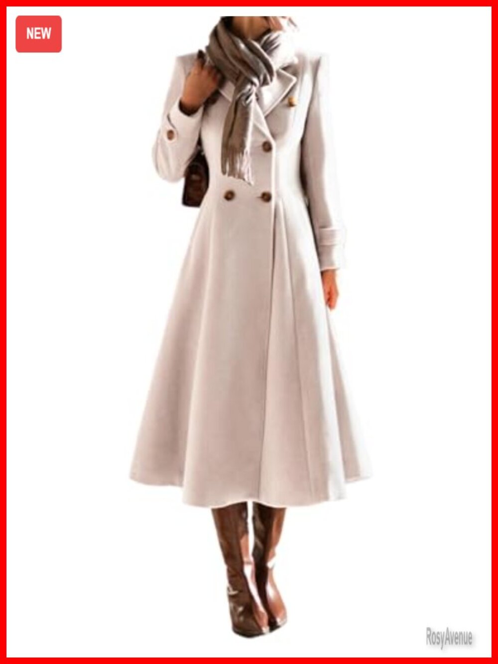 Womens Long Wool Blend Pea Coat Double Breasted Trench Jacket Winter